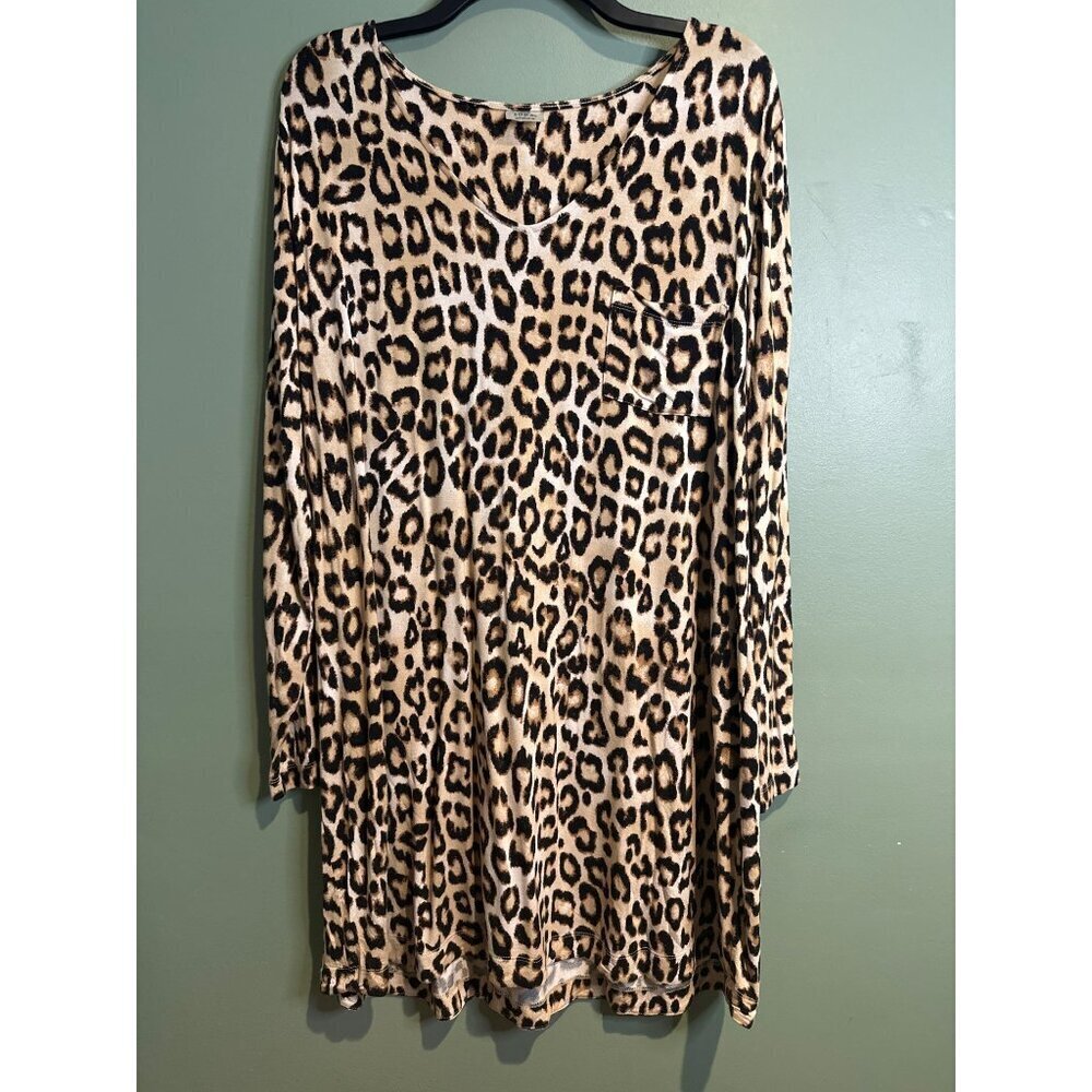 Soma Chico’s XL animal Print Dress Soft Knit Cozy Fall Comfy y2k retro western